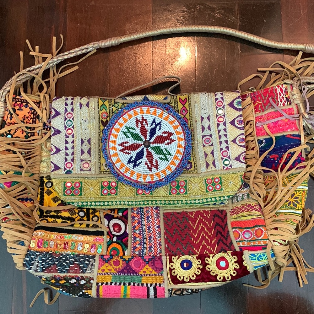 Hobo Boho fringe Beaded Shoulder bag